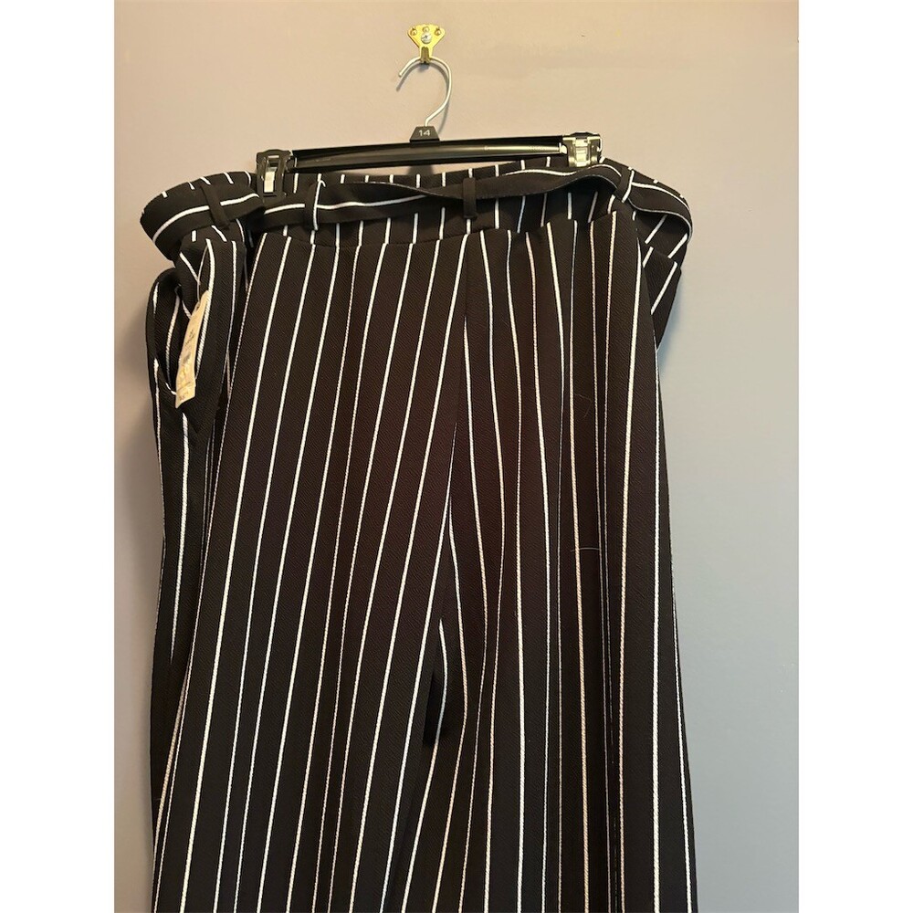 Terra & Sky Pants Womens Plus 2XL Black White Pinstripe Straight Pull-On - Picture 5 of 11